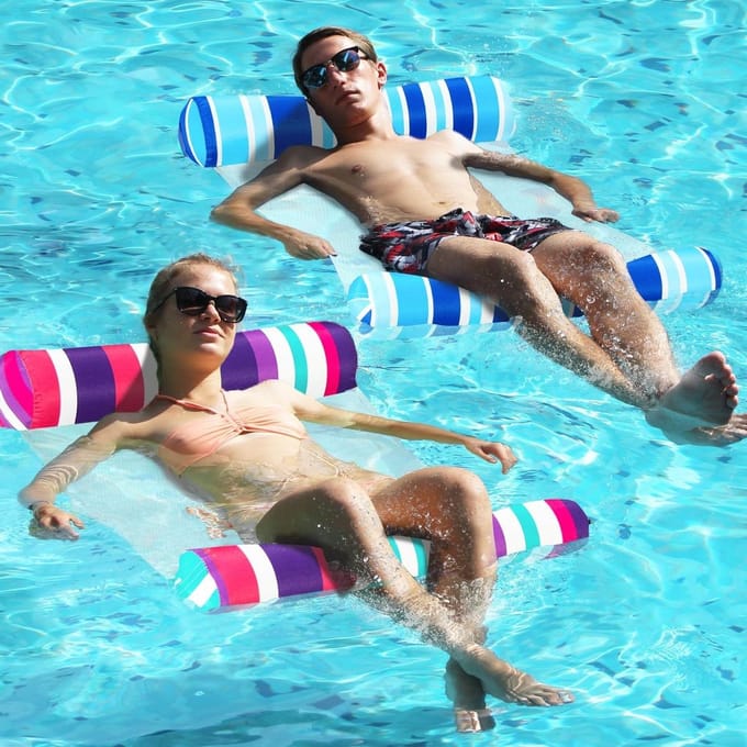Zwembad Hangmat - Opblaasbare Lounger - Water Ontspanning - Multifunctioneel Ontwerp - 131x66 cm - Geel