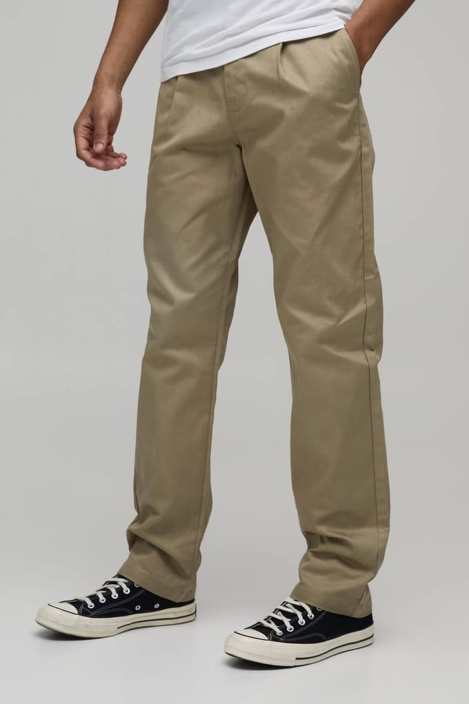 Rechte Pasvorm Plooifront Werk 365 Pantalon | Sand | Size 30
