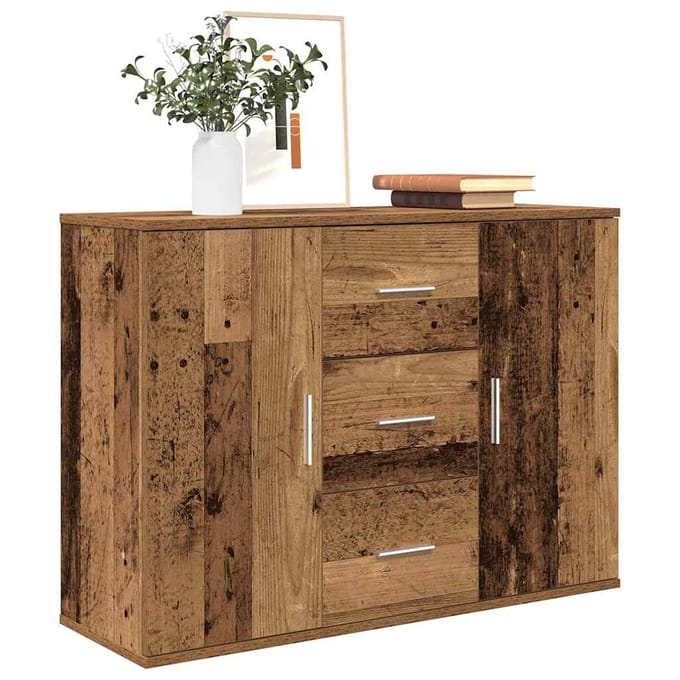 vidaXL - Dressoir - 90x29,5x65 - cm - bewerkt - hout - oud - houtkleurig