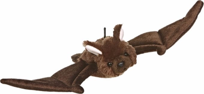 Aurora pluche knuffeldier Vleermuis - bruin - 20 cm - knuffels - vleermuizen