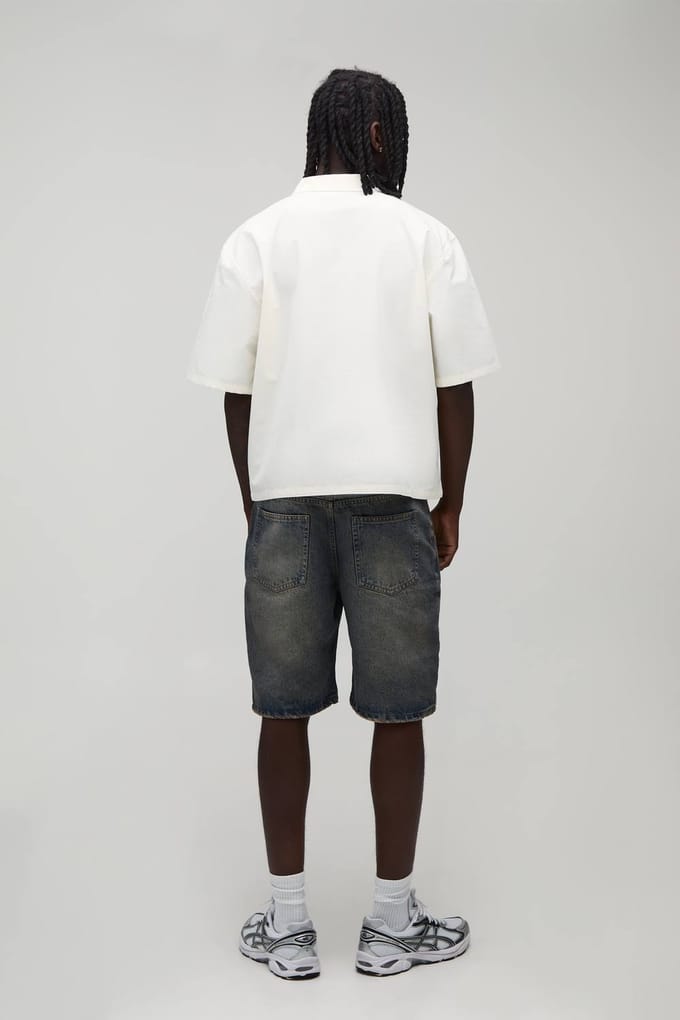 Oversized Boxy Shirt Met Ofclman Print En Korte Mouwen | White | Size Medium