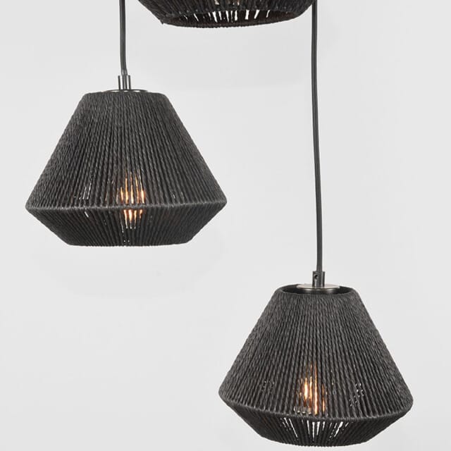 LABEL51 Ibiza Hanglamp - Zwart - Stof - 3-Lichts