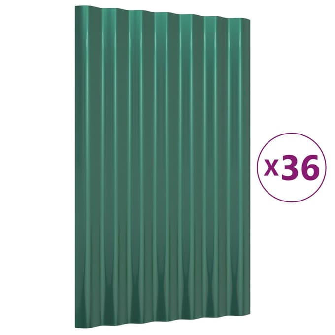 vidaXL - Dakpanelen - 36 - st - 60x36 - cm - gegalvaniseerd - staal - groen