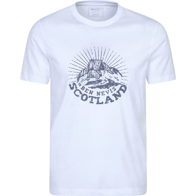 Mountain Warehouse Heren Ben Nevis Schotland Korte Mouwen T-Shirt (Wit)