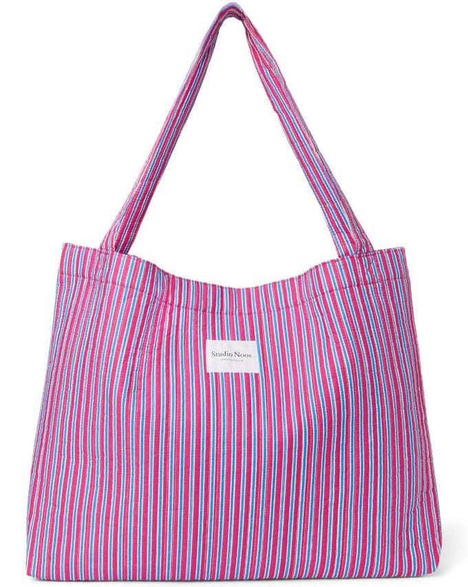 Studio Noos poplin mom bag raspberry striped