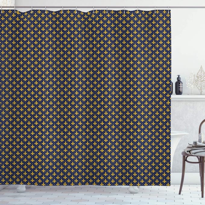 ABAKUHAUS douchegordijn – blauw/geel – 175×240 cm – polyester