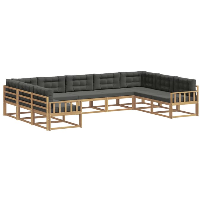 vidaXL - Buiten - bank - set - 9 - st - Wit - en - antracietkleurig