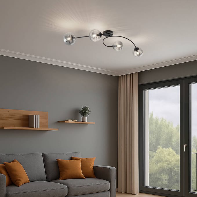 EMIBIG LIGHTING Vibra plafondlamp, rookgrijs/zwart, lengte 110 cm, 4-lamps.