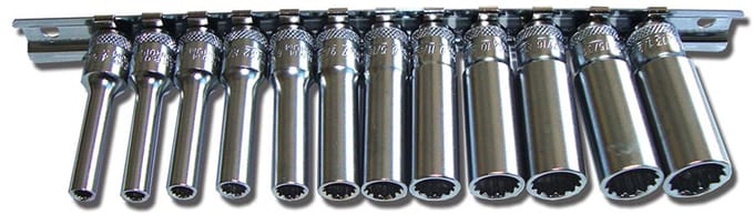 Honiton H2200 Serie - Lang Nasocket Set - 12 stuks - 1/4" - 12-kantig