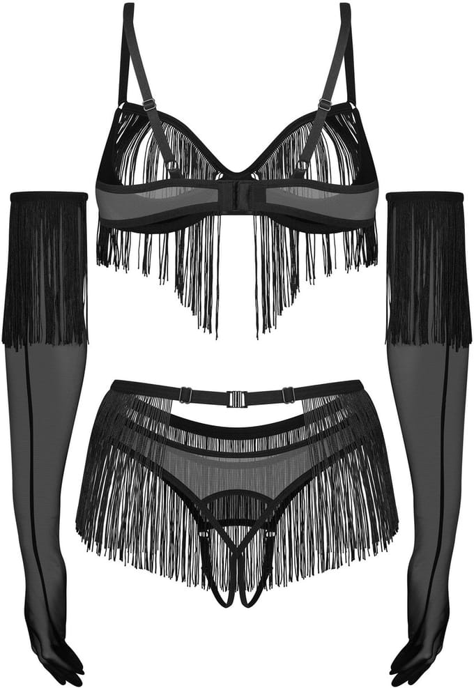 Obsessive - Rossay 4-delige Open Set - Zwart