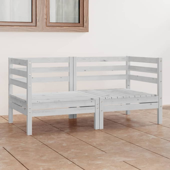 vidaXL - Tuinbank - 2-zits - massief - grenenhout - wit