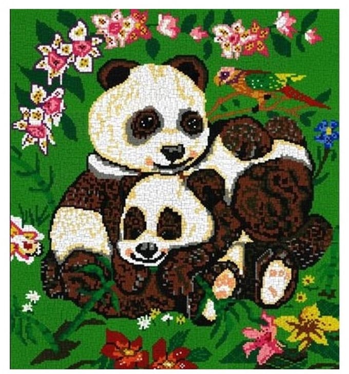 Stick-it panda met babypanda, ca. 17.550 steentjes, compatbiel met Minsiteck
