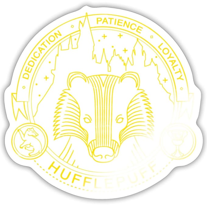 Harry Potter Huffelpuf Lineart Sticker maat S (10 x 10 cm)