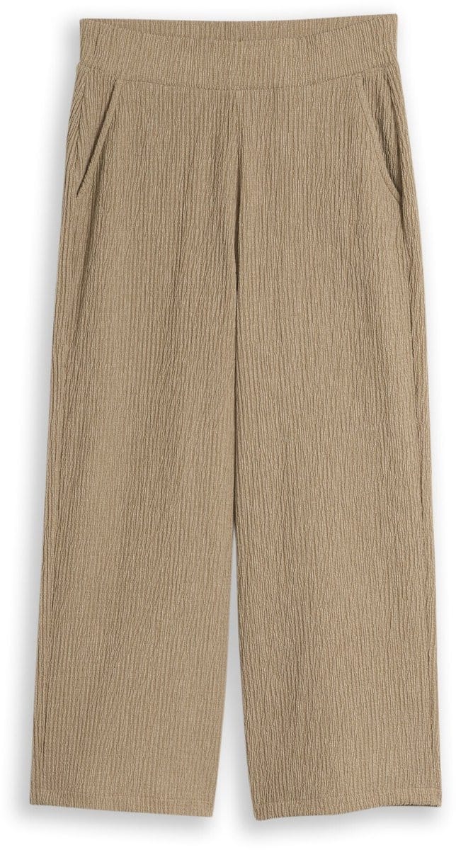 Tom Tailor - Crinkle culottebroek - Maat 34/28 - olive white structure