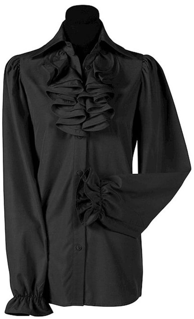 Roezenblouse met jabot zwart