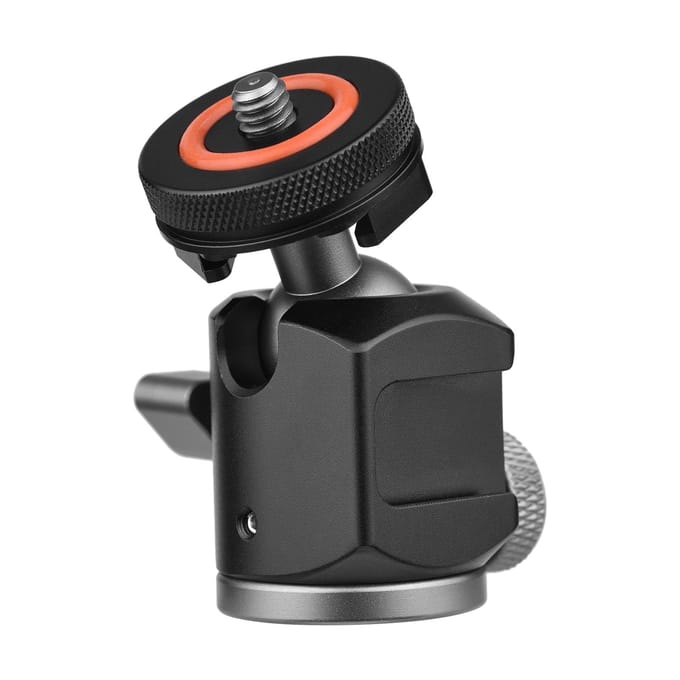 2-in-1 360 graden draaibaar kogelkop voor tweeërlei gebruik Cold Shoe Mount Mini-balhoofd met 1/4 schroef Extra koud zwart