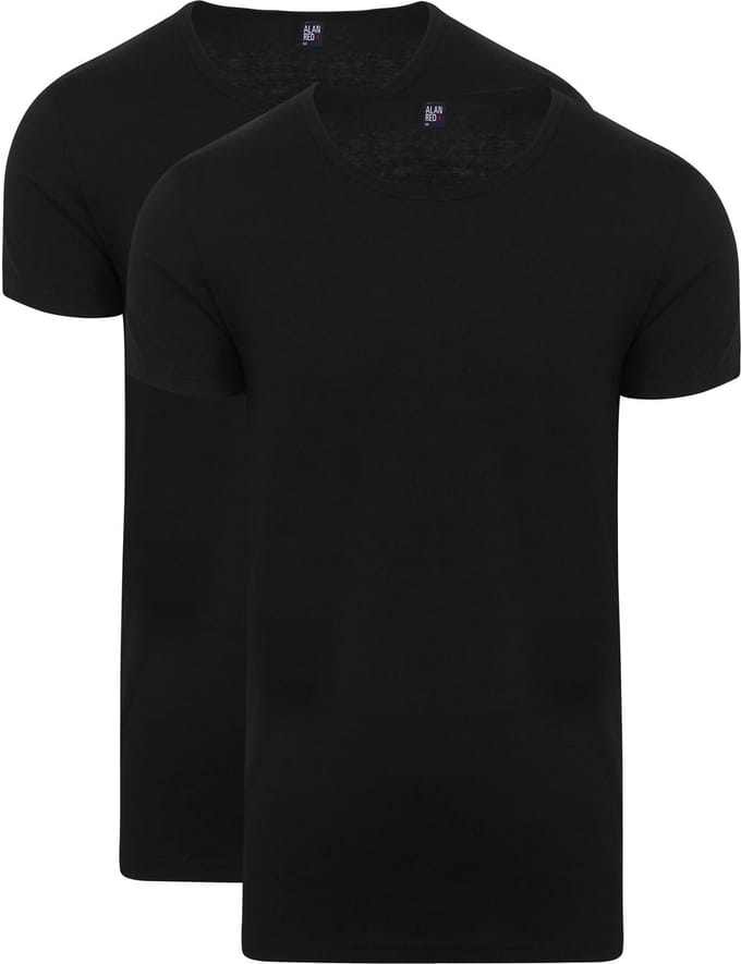 Alan Red Brede Ronde Hals James (2Pack) Zwart - Maat L - Heren - Basic T-shirt