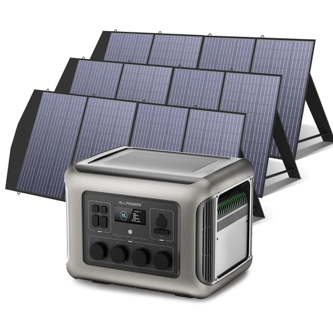 ALLPOWERS Zonnegeneratorset 2500W (R2500-V2 + SP033 200W zonnepaneel) - R2500-V2 + 3 stuks SP033 200W zonnepaneel