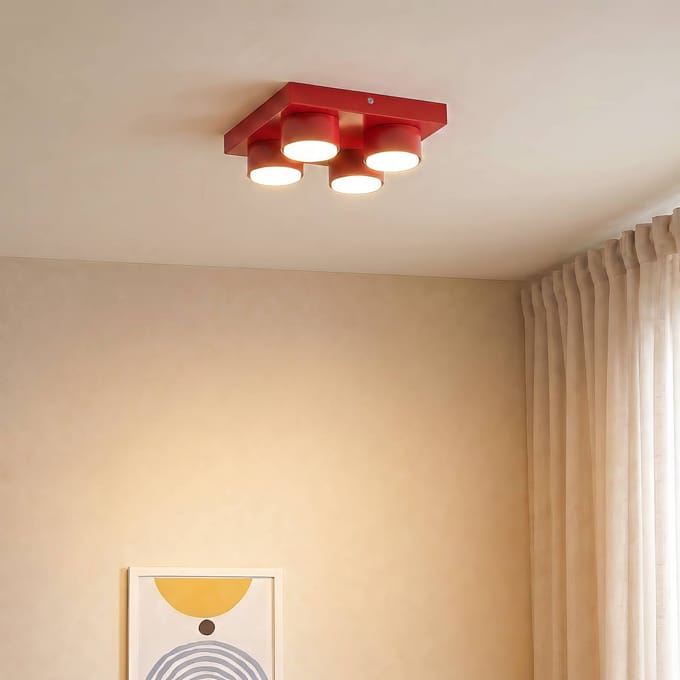 TK Lighting Plafondlamp Brix, rood, 23 cm lang, 4-lamps, GX53