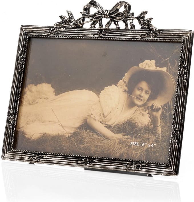 Antieke fotolijst Strik Liggend 7x10 Verzilverd