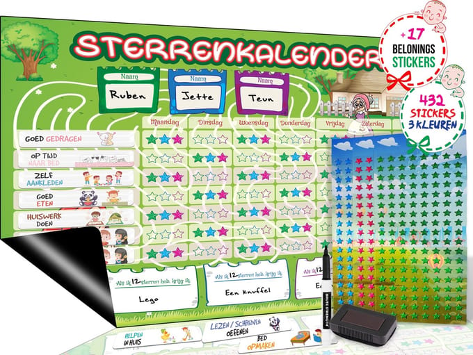 Brute Strength - Magnetisch Beloningssysteem (54) - A3 - Beloningskalender - Planborden - Weekplanner kind - Zindelijkheidstraining - Dagplanner