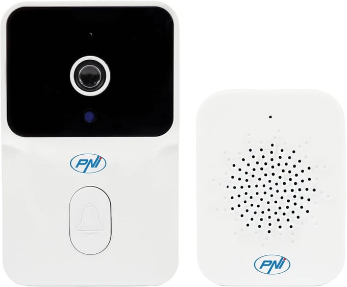 Videodeurbel met Camera - Slimme Deurbel WiFi - Veilig Thuis - Ingebouwde Batterij - 8.5x5.2x2.5cm - Wit