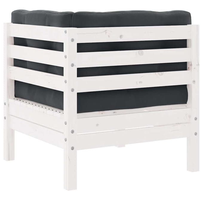 vidaXL - Tuinhoekbank - met - kussens - massief - grenenhout - wit