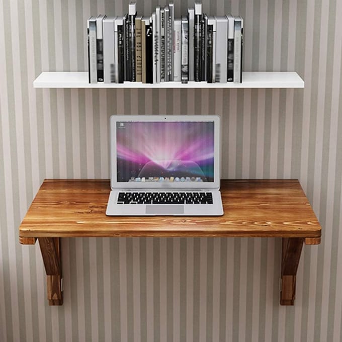 Inklapbaar Bureau - Wandtafel Klaptafel - Ruimtebesparend Werken - Massief Hout Constructie - 100x50cm - Veelkleurig