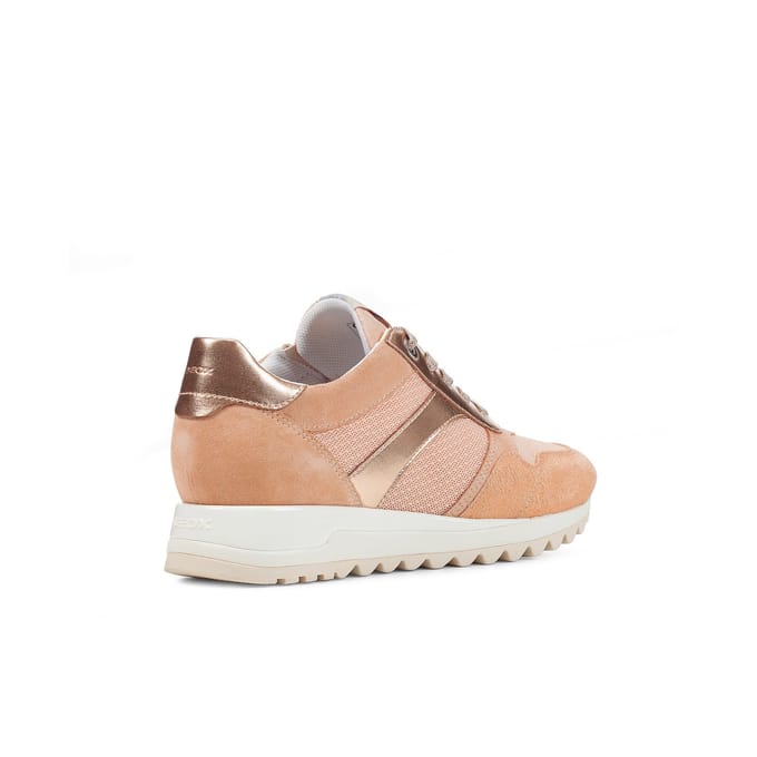 Geox Tabelya Leren Dames Perzikkleurige Sneakers