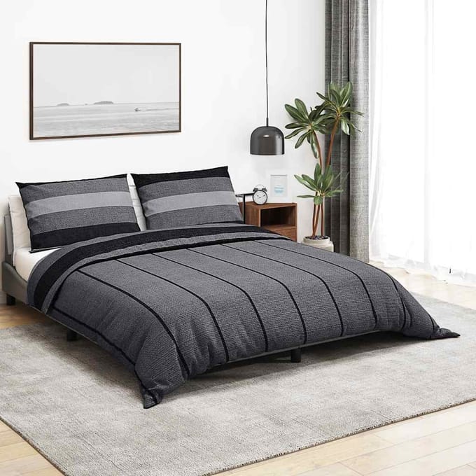 vidaXL - Dekbedovertrekset - 200x200 - cm - katoen - donkergrijs