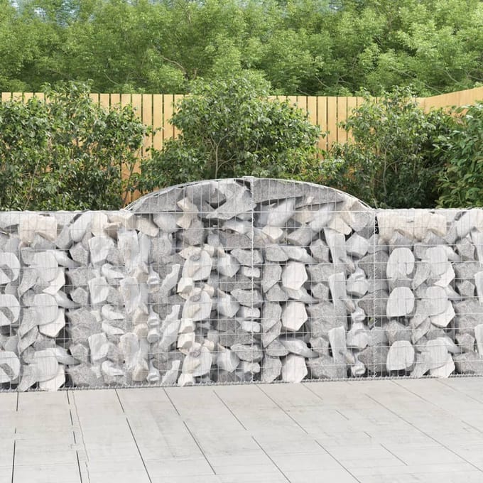 vidaXL - Schanskorven - 3 - st - gewelfd - 300x30x100/120 - cm - ijzer