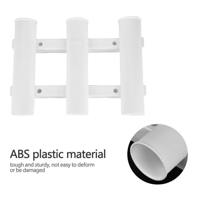 Pêche en Bateau Support de Canne à 3 Tubes Râtelier Tube de Canne Montage Outil Accessoire white