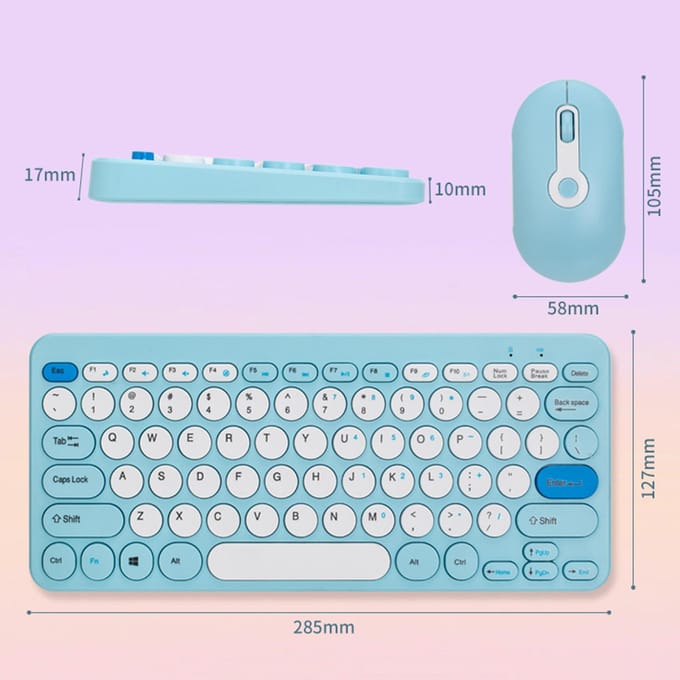 Draadloos toetsenbord en muis combo 2.4G ergonomisch compact stil voor computer en laptop zwart