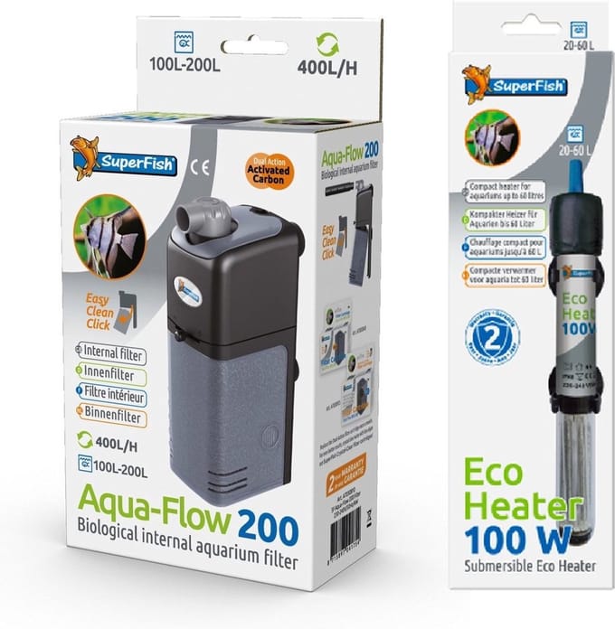 SuperFish Aquariumfilter - AquaFlow Dual Action 200 + eco heater 100w