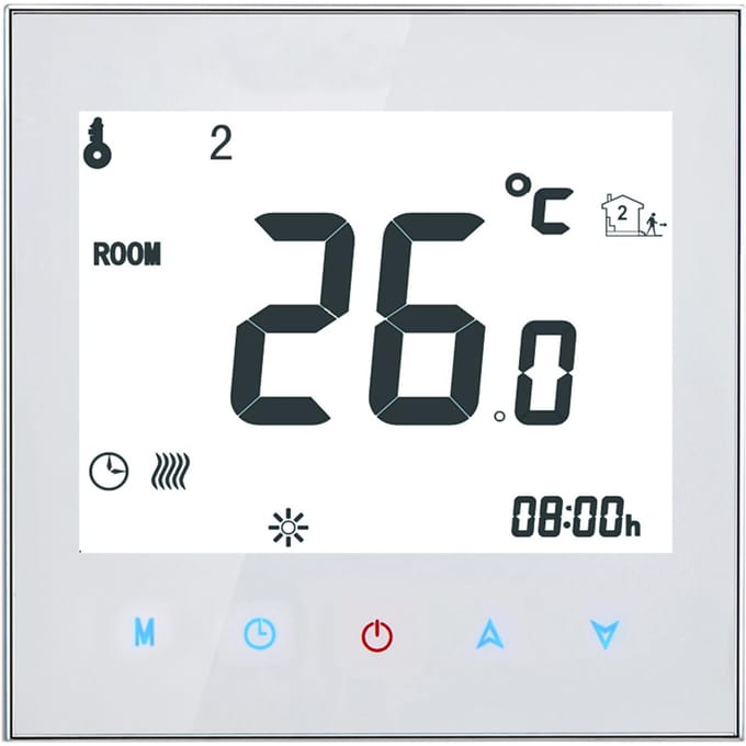 16A 95-240V Wekelijks programmeerbaar LCD-scherm T-ouch-scherm Elektrische verwarming thermostaatkamer wit