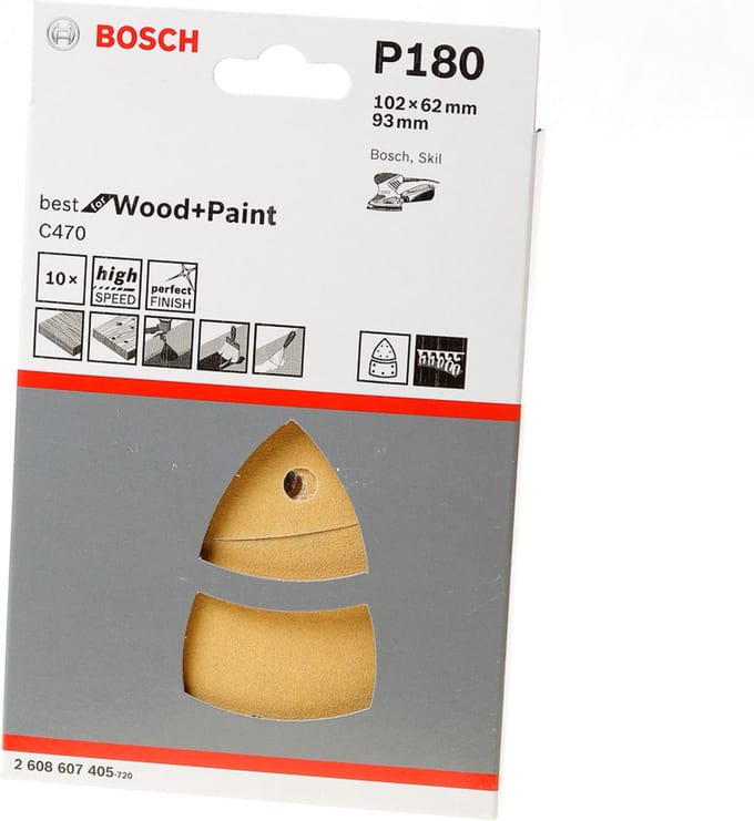 Bosch Accessories EXPERT C470 2608900889 Oscillerend schuurpapier Geperforeerd Korrelgrootte (num) 180 (l x b) 102 mm x 93 mm 10 stuk(s)
