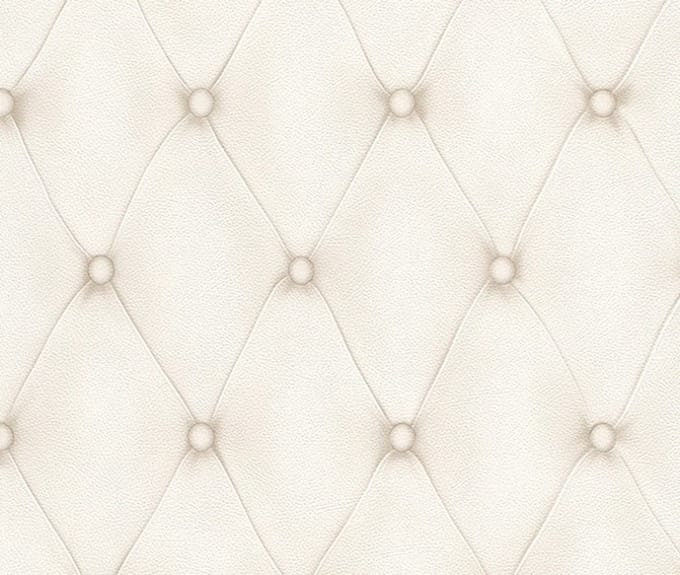 Rasch Chesterfield Vliesbehang Wit Beige – 3D Lederlook Effect