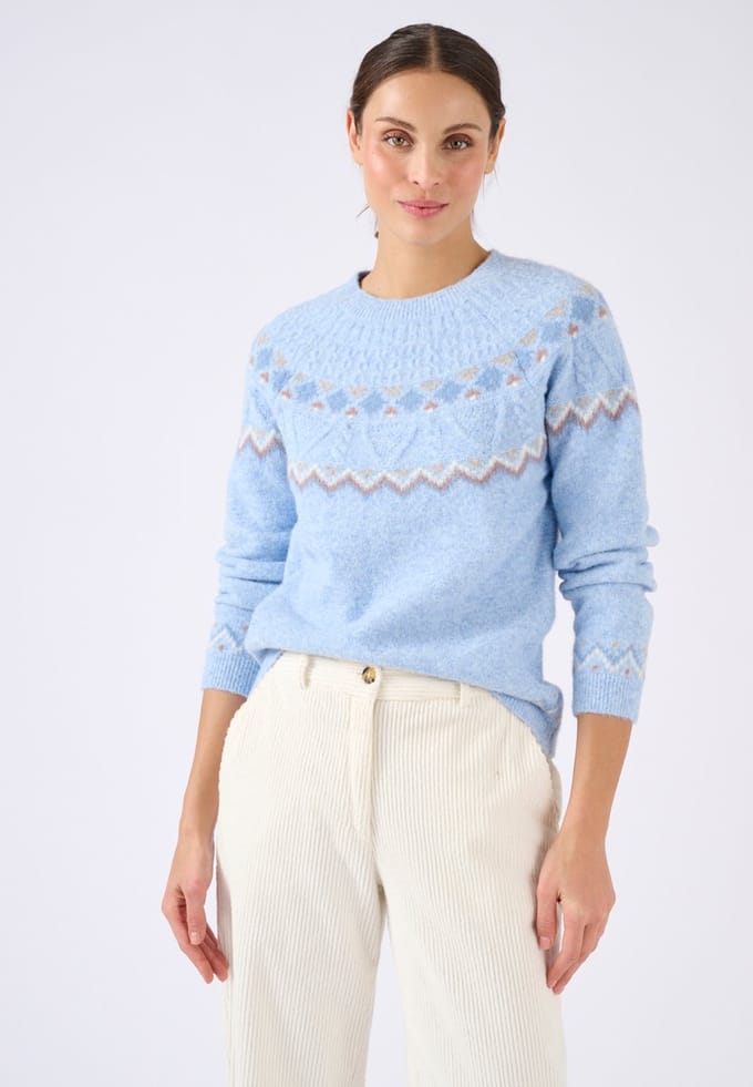 Damart - Jacquard thermolactyl trui. - Dames - Blauw - XL