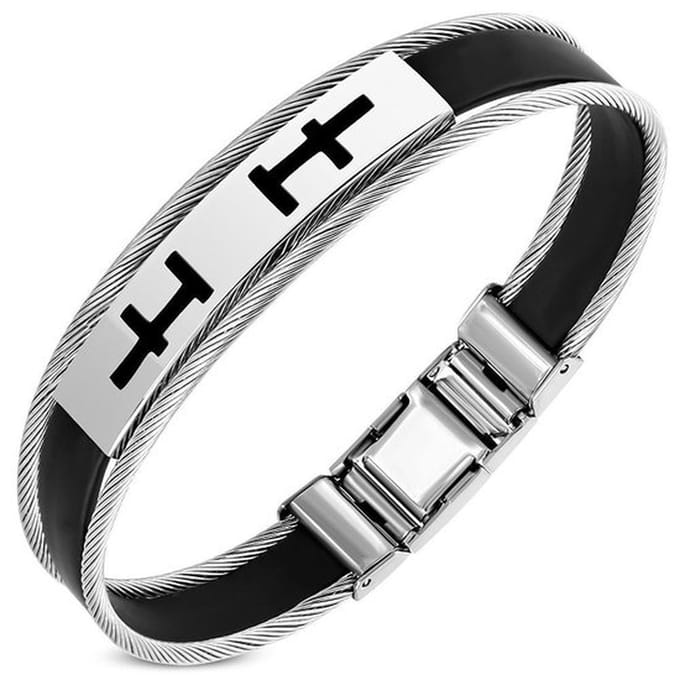 Montebello Armband Jack D - 316L Staal - Kabel - Rubber - 12mm - 20cm