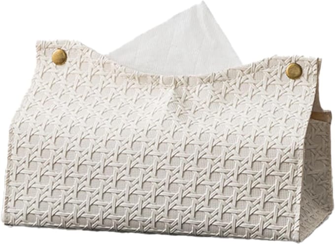 Leren Tissuedoos - Tissue Box Houder - Moderne Decoratie - Duurzaam PU Leer - 19x14x12cm - Wit