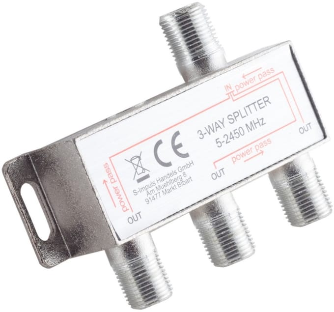 F satelliet splitter met 3 uitgangen / 5-2400 MHz