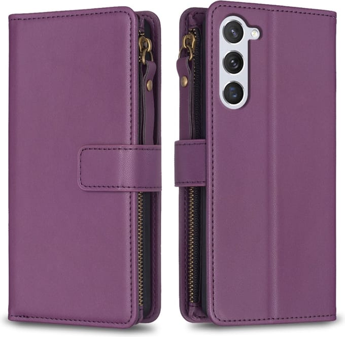 9 Pas - BookCover Wallet Etui geschikt voor Samsung Galaxy S23 Paars