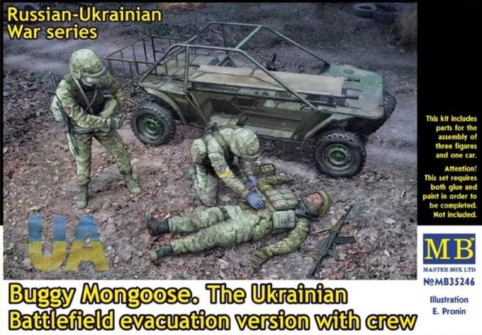 Master Box Modelbouwpakket Militaire voertuigen - 35246 Buggy Mongoose – De Oekraïense evacuatieversie met bemanning Plastic - 1:35 - Modelbouw