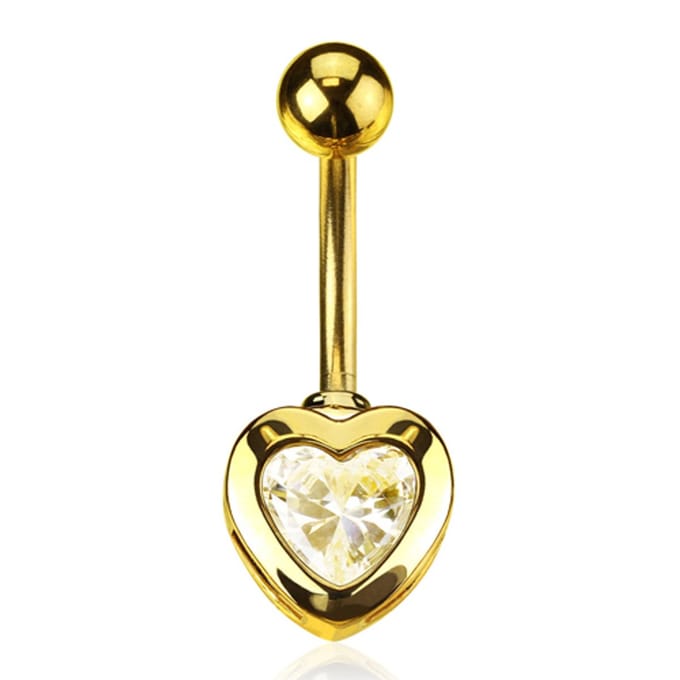 Navelpiercing hart met steen - goud - LMPiercings