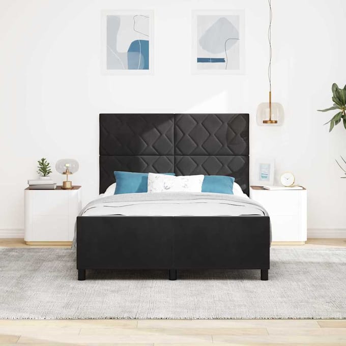 vidaXL - Boxspring - bed - met - hoofdeinde - Zwart - 140 - x - 200 - cm - Fluweel