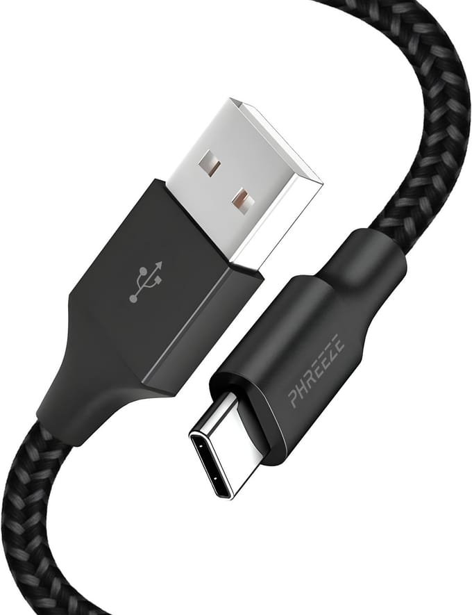 Usb C naar usb A kabel 1m - Stevig nylon - Usb naar usb C - Oplaadkabel usb C - Zwart - Phreeze