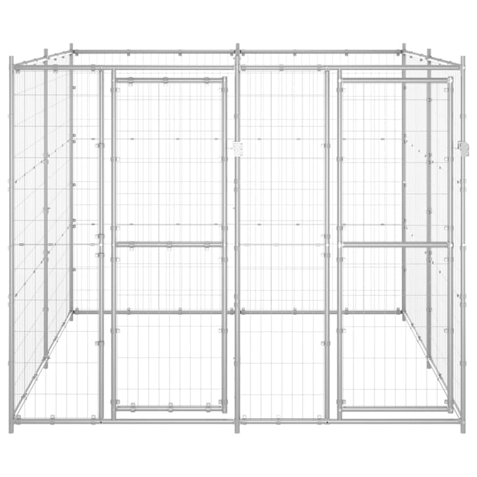 vidaXL Hondenkennel 4,84 m² gegalvaniseerd staal