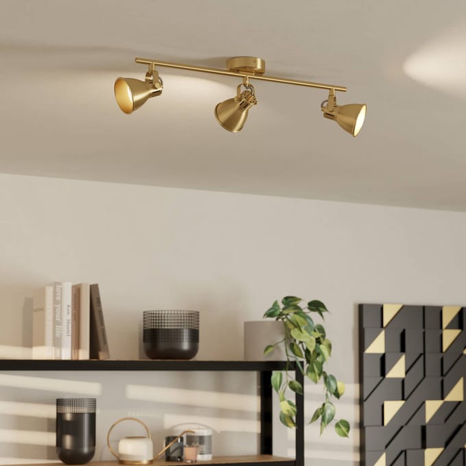 EGLO Seras plafondspot, geborsteld messing-goud, 3-lamps