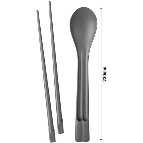 GGM Gastro (30 Stück) Mehrweg-Essstäbchen-Löffel-Set - Grau