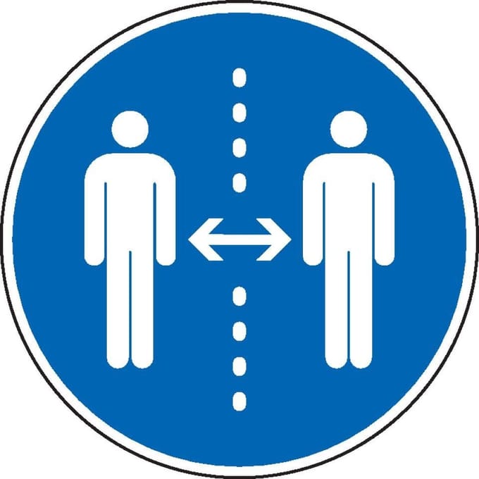Afstand houden verplicht sticker 300 mm